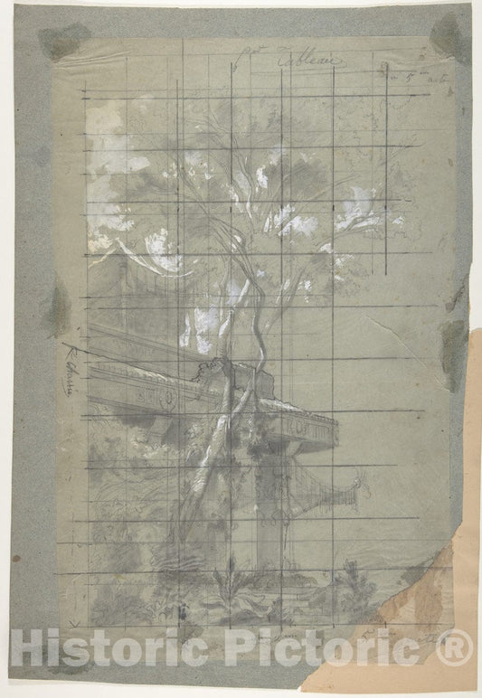 Art Print : Eugène Cicéri - Design for a Stage Set at The Opéra, Paris 9 : Vintage Wall Art