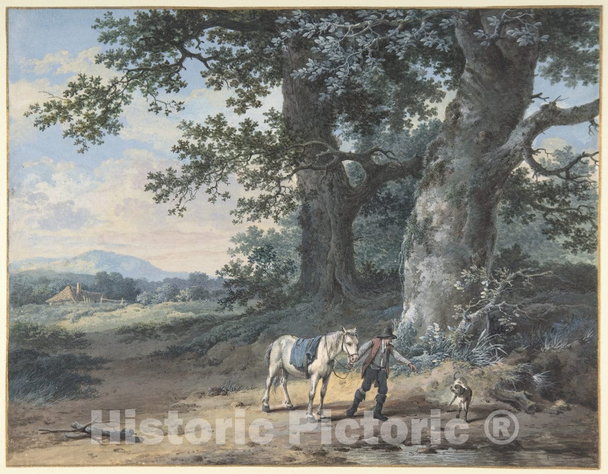 Art Print : Pieter Barbiers II - A Peasant Leading his Horse on The Outskirts of a Wood : Vintage Wall Art