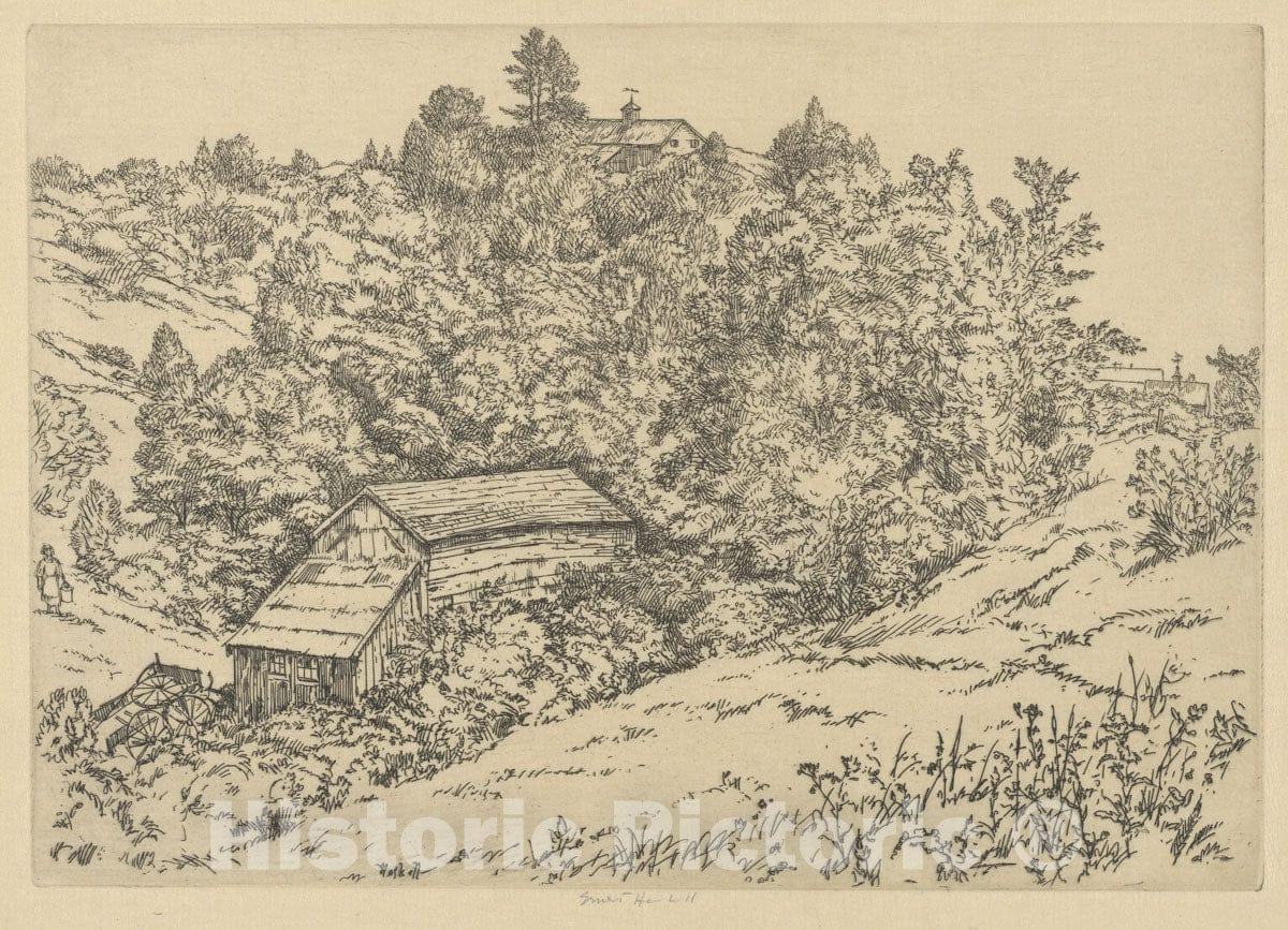 Art Print : Ernest Haskell - Hill Farm, Dromore : Vintage Wall Art