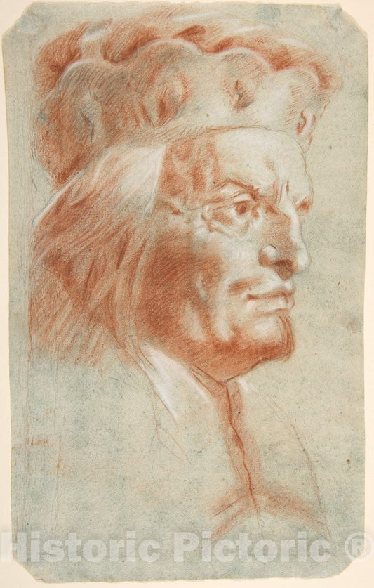 Art Print : Lorenzo Tiepolo - Bust-Length Study of a Man Wearing a Hat in Three-Quarter View (a Frankish Nobleman) : Vintage Wall Art