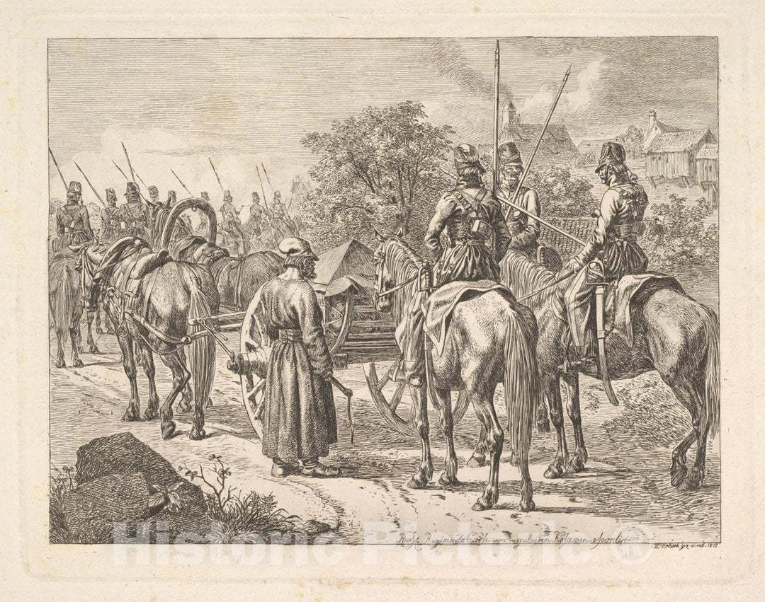 Art Print : Johann Christoph Erhard - Cossacks Escorting The Regimental Cassone : Vintage Wall Art
