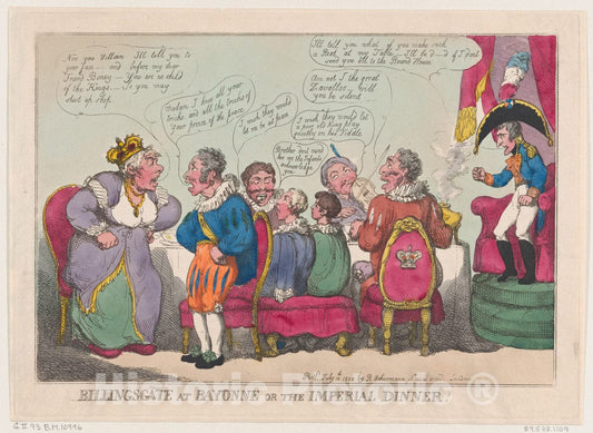 Art Print : Thomas Rowlandson - Billingsgate at Bayonne, or The Imperial Dinner! : Vintage Wall Art