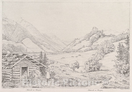 Art Print : Johann Christoph Erhard - Farming Scene,Mittersill im Pinzgau : Vintage Wall Art