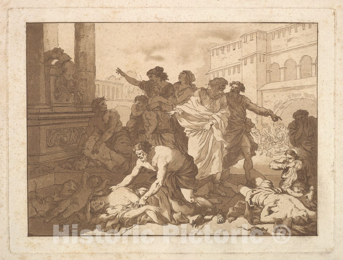 Art Print : La Peste Chez les Philistins - Artist: Jean Jacques Lagrenee - Created: 1782–1821 : Vintage Wall Art