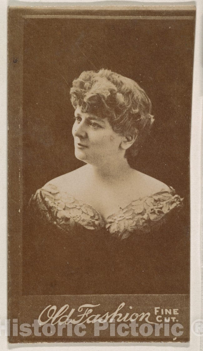 Photo Print : Actress Wearing Dress with Elaborate Neckline, from The Actresses Series (N664) Promoting Old Fashion Fine Cut Tobacco : Vintage Wall Art