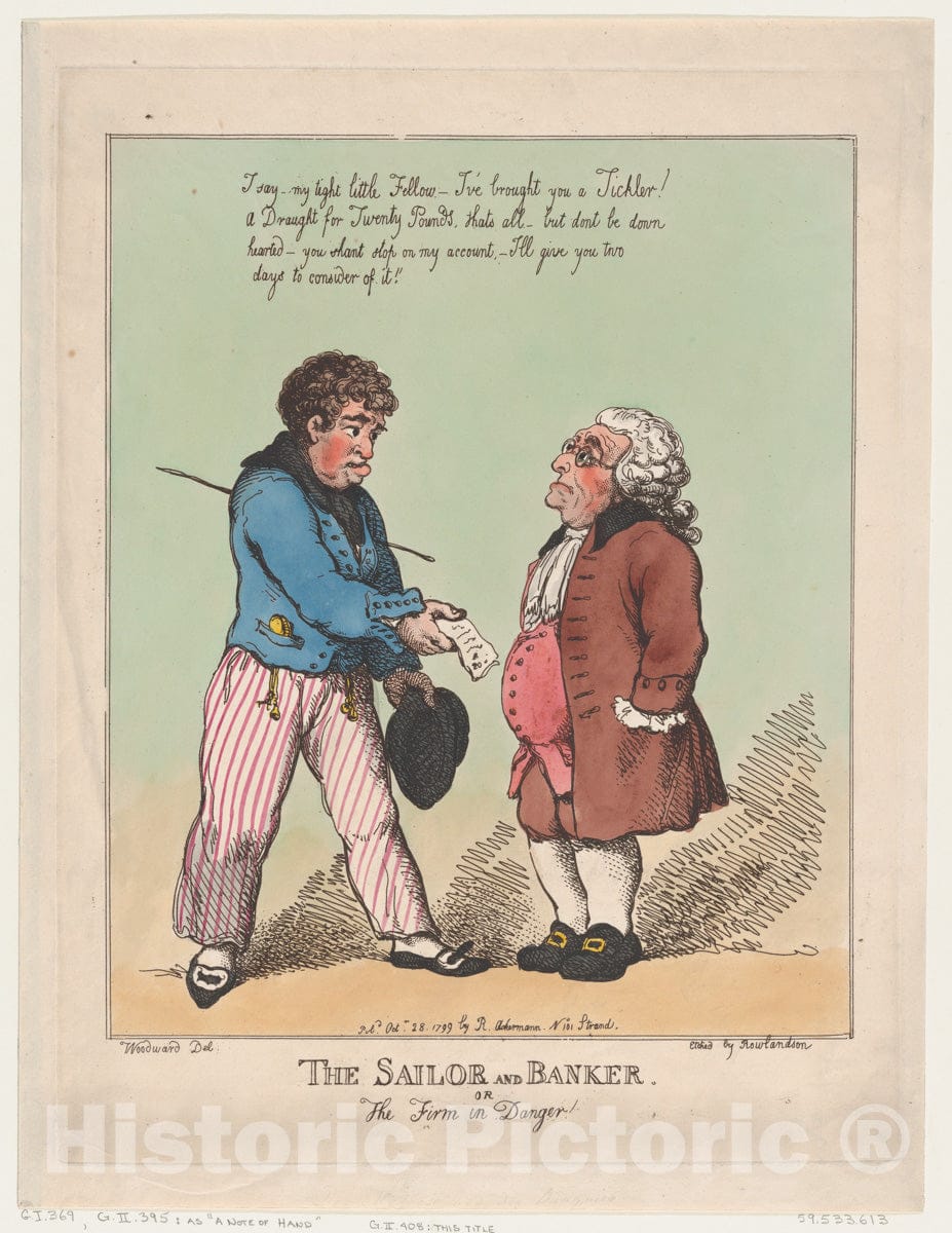 Art Print : Thomas Rowlandson - The Sailor and Banker : Vintage Wall Art