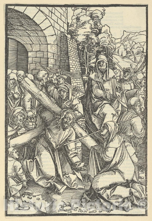 Art Print : Hans Schäufelein - The Bearing of The Cross, from Speculum passionis Domini Nostri Ihesu Christi : Vintage Wall Art