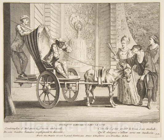 Art Print : Claude Gillot - Harlequin, Emperor on The Moon 2 : Vintage Wall Art