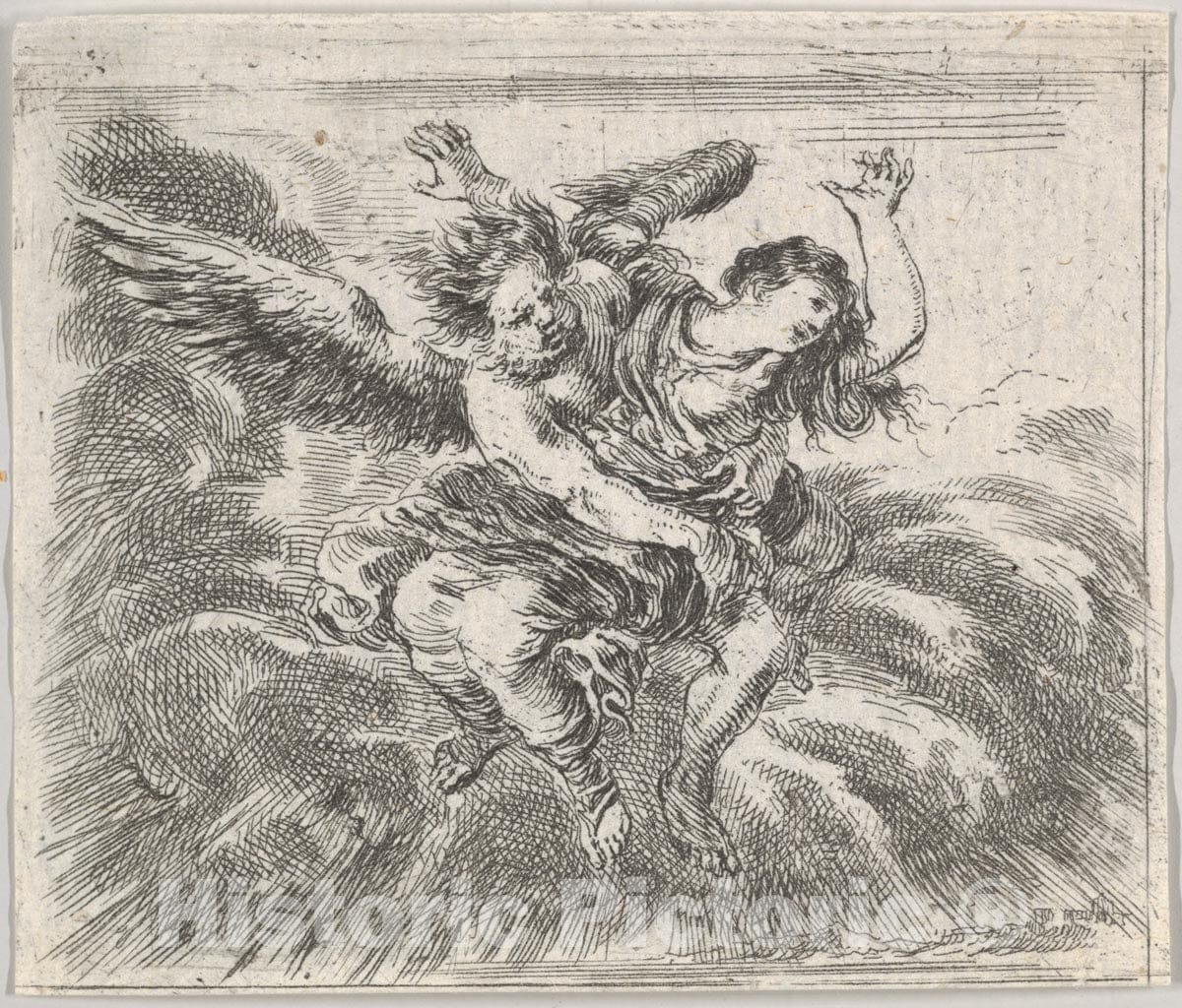 Art Print : Stefano Della Bella - Boreas and Orithyia, from 'Game of Mythology' (Jeu de la Mythologie) 2 : Vintage Wall Art