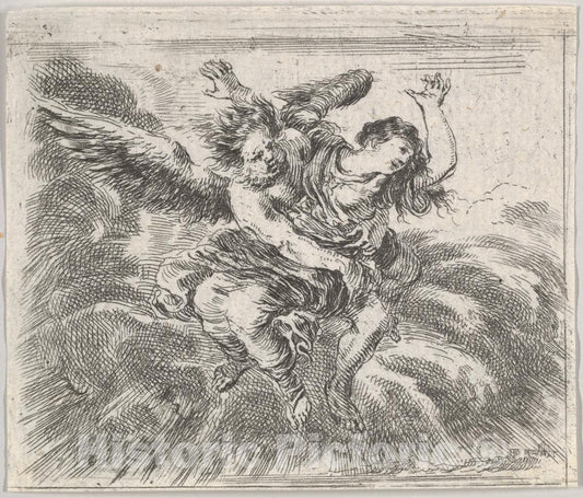 Art Print : Stefano Della Bella - Boreas and Orithyia, from 'Game of Mythology' (Jeu de la Mythologie) 2 : Vintage Wall Art