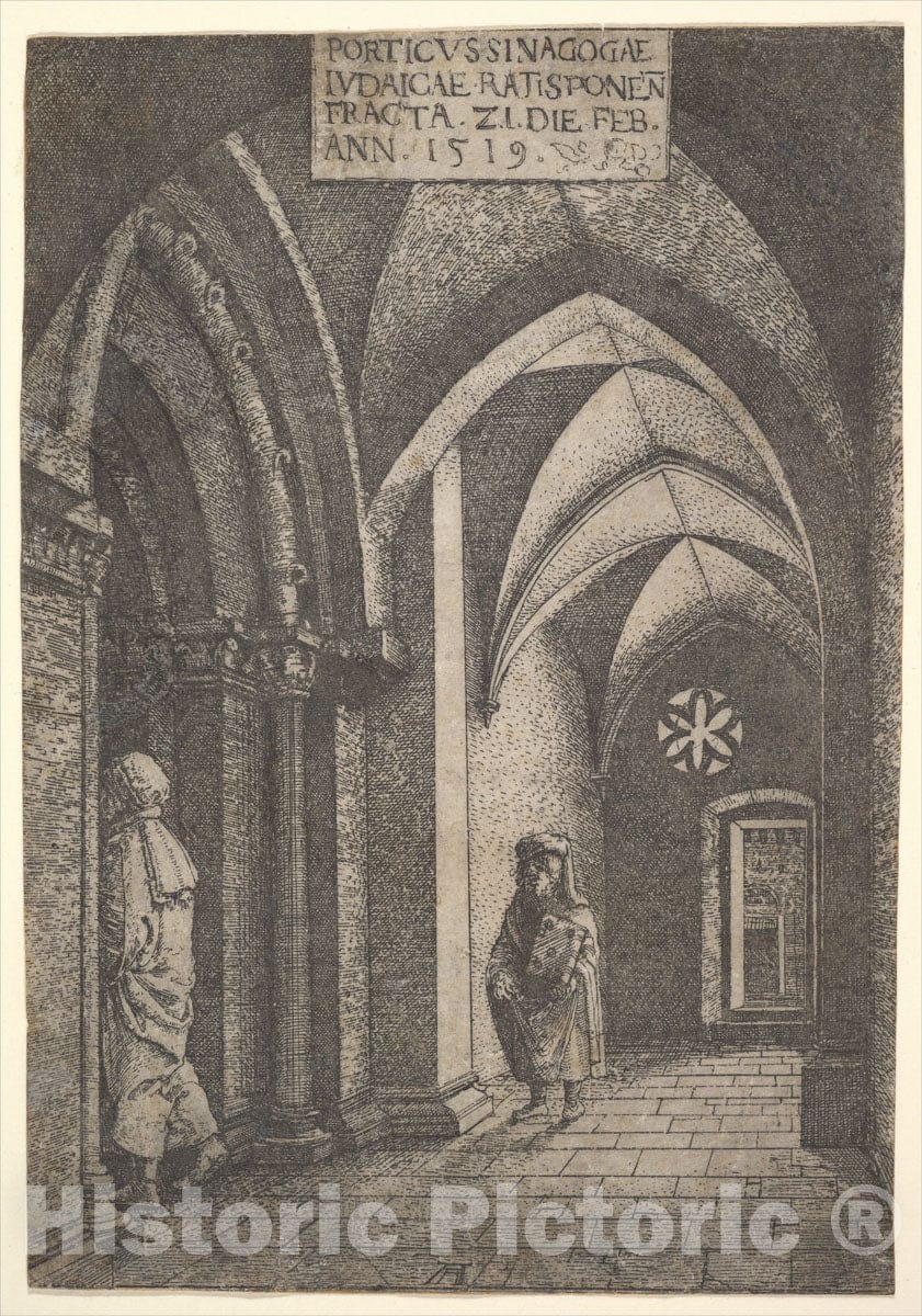Art Print : Albrecht Altdorfer - The Entrance Hall of The Regensburg Synagogue : Vintage Wall Art