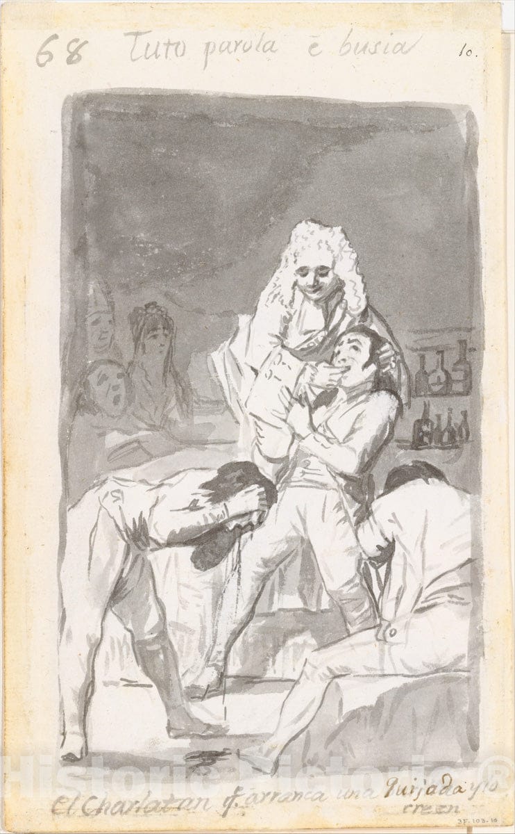 Art Print : Goya - at The Count Palatine's (Al Conde Palatino), Study for Capricho, Plate 33 : Vintage Wall Art
