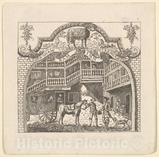 Art Print : Formerly William Hogarth - A Tavern Card for John Shaw : Vintage Wall Art