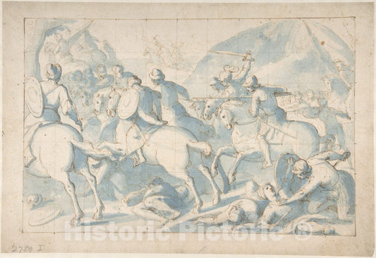 Art Print : Belisario Corenzio - Battle Scene : Vintage Wall Art