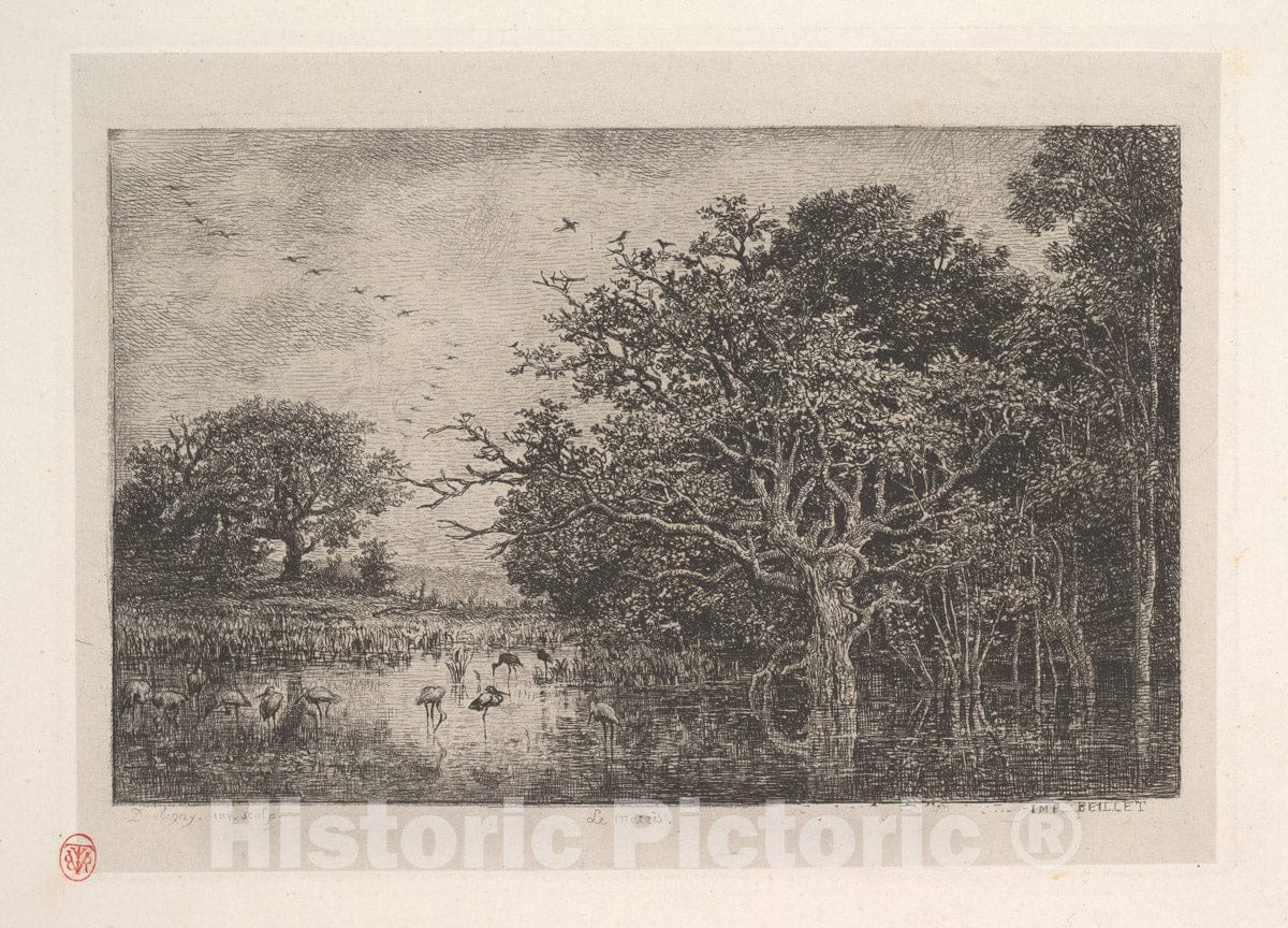 Art Print : Charles-François Daubigny - The Marshes : Vintage Wall Art