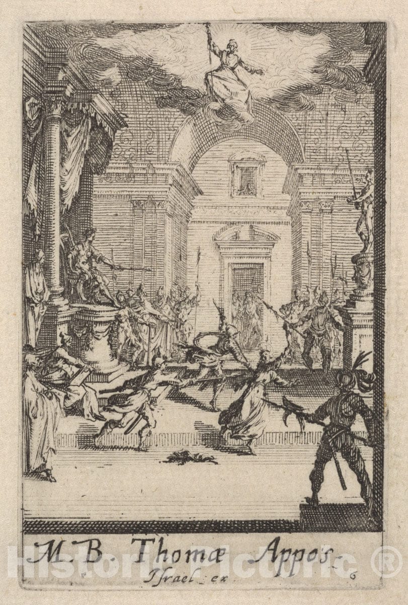 Art Print : Jacques Callot - Martyrdom of Saint Thomas, from The Series 'The Little Apostles' (Les Petits apôtres) : Vintage Wall Art
