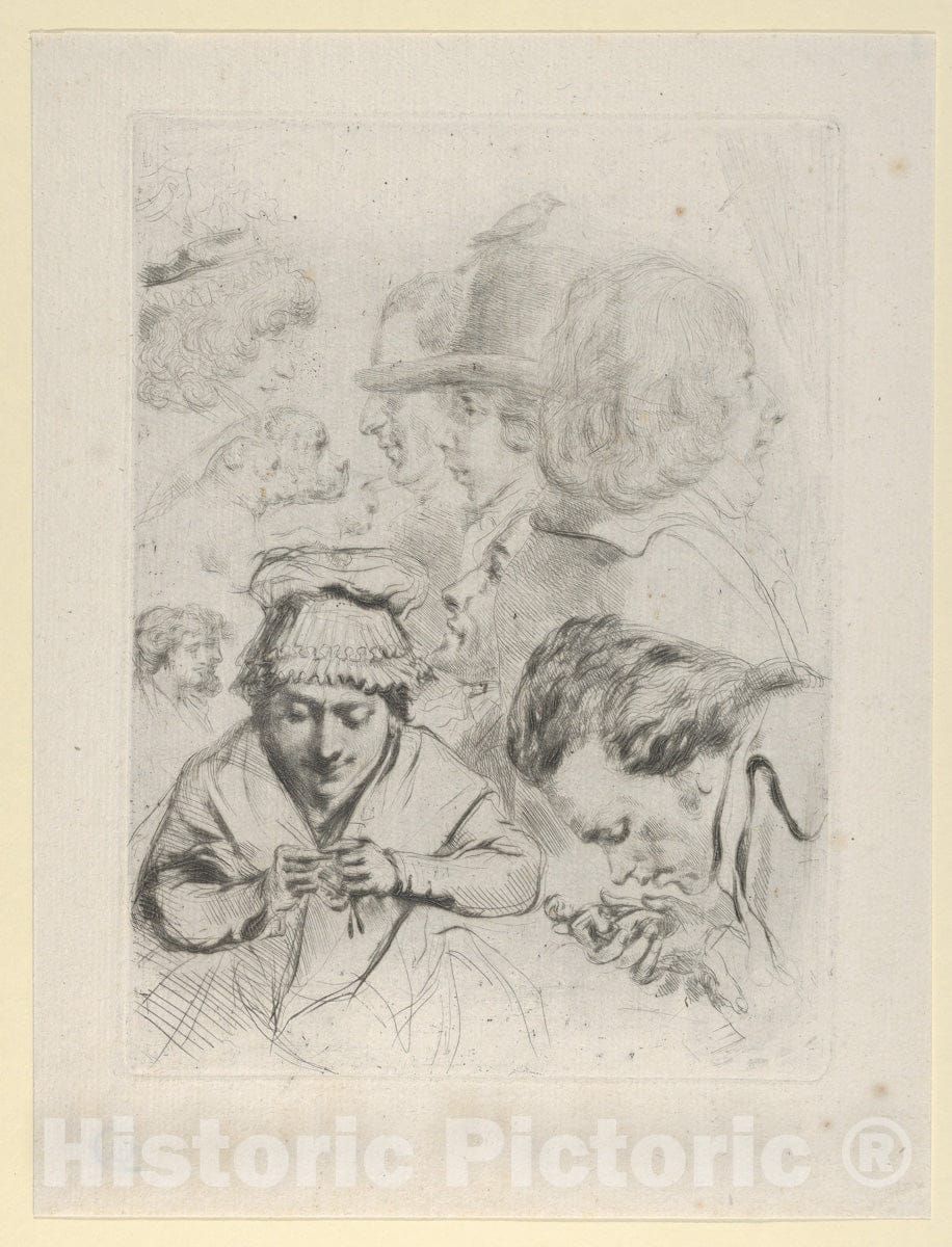 Art Print : Baron Dominique Vivant Denon - Le Citoyen Aubourg, Mme Aubourg, et leur famille (Citizen Aubourg, Madame Aubourg, and Their Family) : Vintage Wall Art