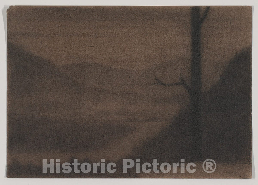 Art Print : Herbert E. Crowley - A Misty River Landscape : Vintage Wall Art