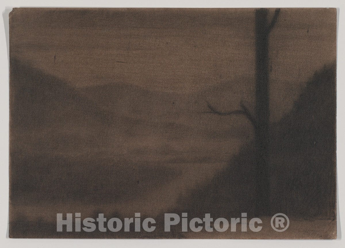 Art Print : Herbert E. Crowley - A Misty River Landscape : Vintage Wall Art