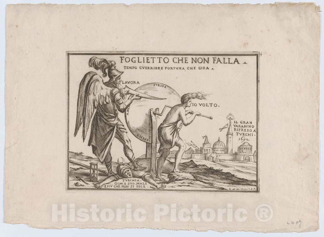 Art Print : an Allegory Relating to The fortunes of The Turks - Artist: Giuseppe Maria Mitelli - Created: c1692 : Vintage Wall Art