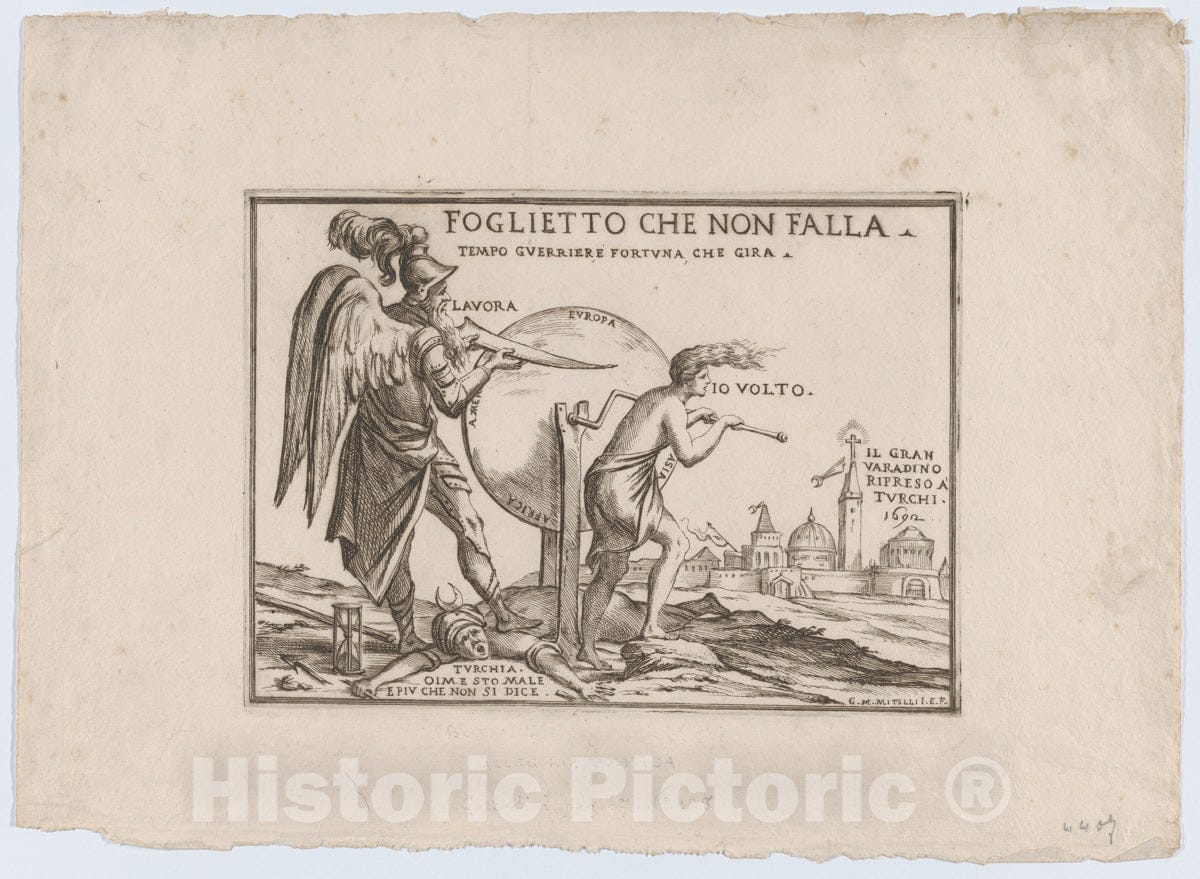 Art Print : an Allegory Relating to The fortunes of The Turks - Artist: Giuseppe Maria Mitelli - Created: c1692 : Vintage Wall Art