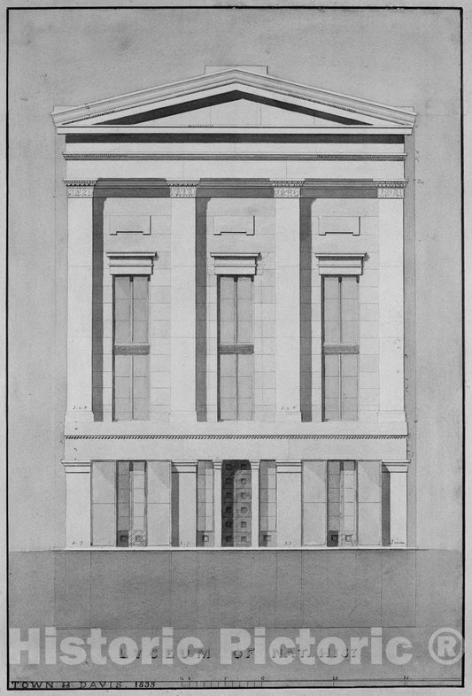 Art Print : Alexander Jackson Davis - Lyceum of Natural History, New York (Front Elevation) : Vintage Wall Art