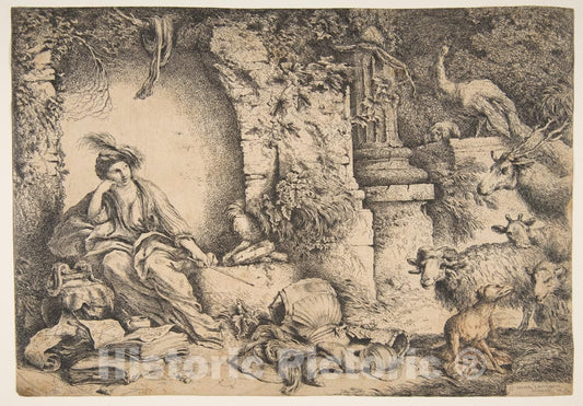 Art Print : Giovanni Benedetto Castiglione (Il Grechetto) - Circe with The Companions of Ulysses Changed into Animals : Vintage Wall Art