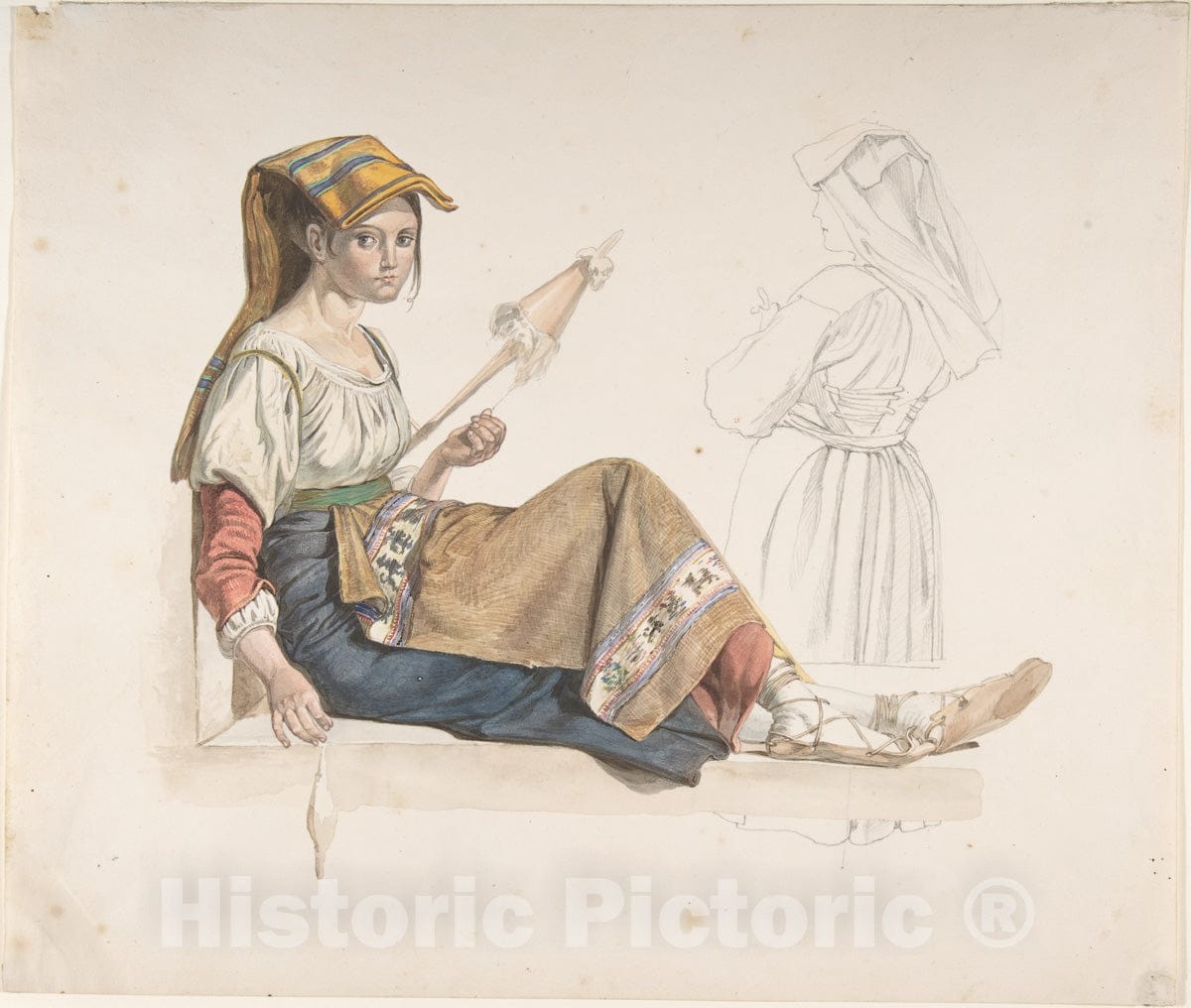 Art Print : Karl Wilhelm Freiherr von Heideck - Neapolitan Woman (Recto)