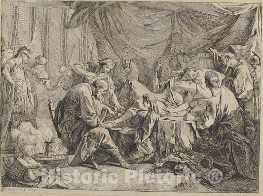 Art Print : Noël Hallé - Death of Antiochus After His Fall : Vintage Wall Art