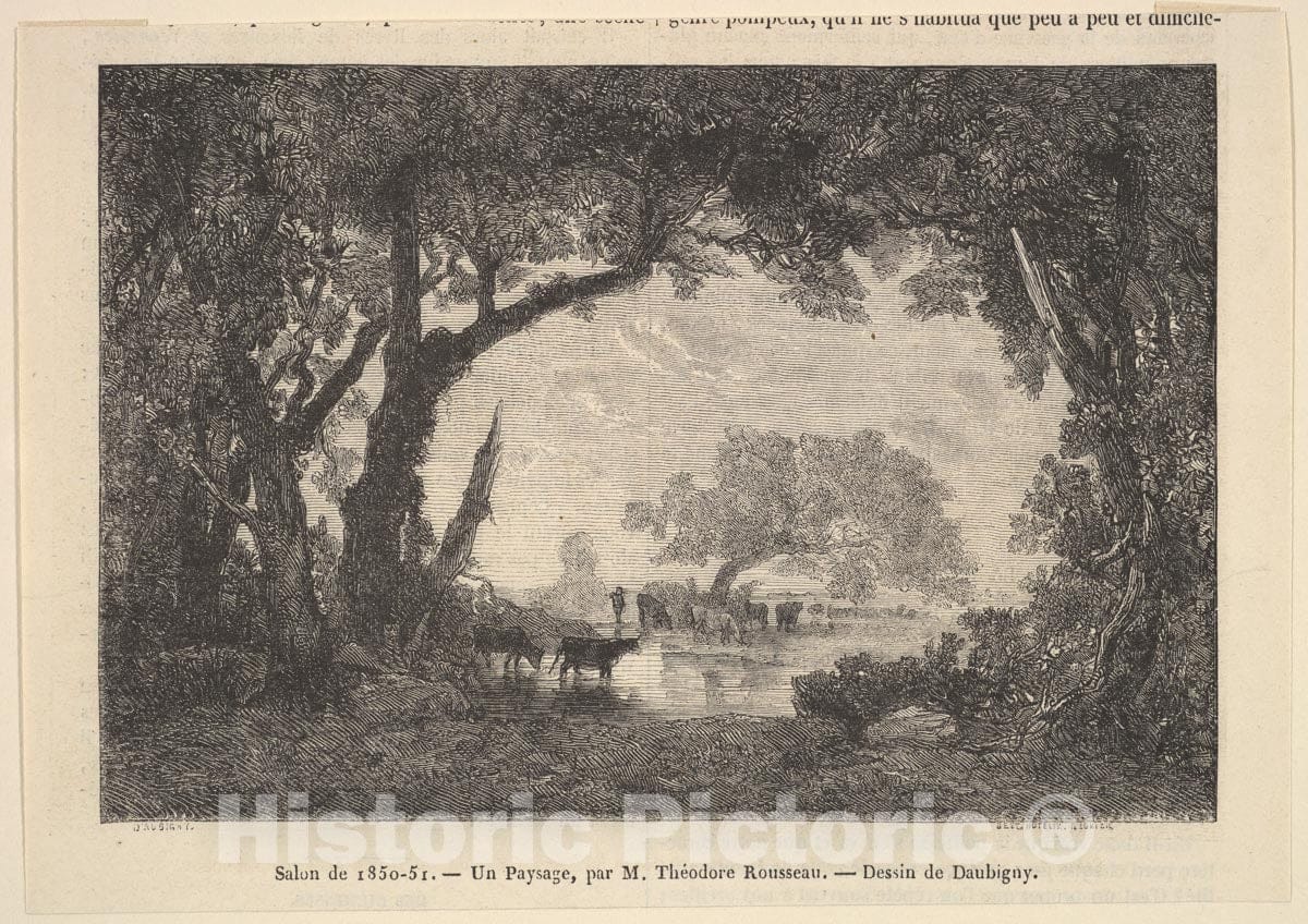 Art Print : Charles-François Daubigny - Salon de 1850-51; Un Paysage, par M. Théodore Rousseau : Vintage Wall Art