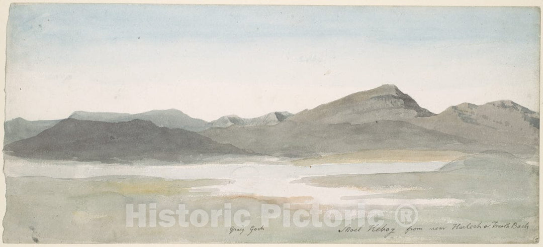 Art Print : Cornelius Varley - Craig Goch, Moel Hebog, North Wales : Vintage Wall Art