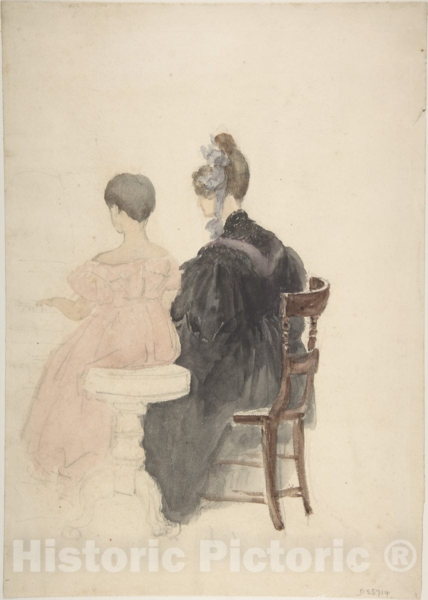 Art Print : David Cox - A Piano Lesson : Vintage Wall Art