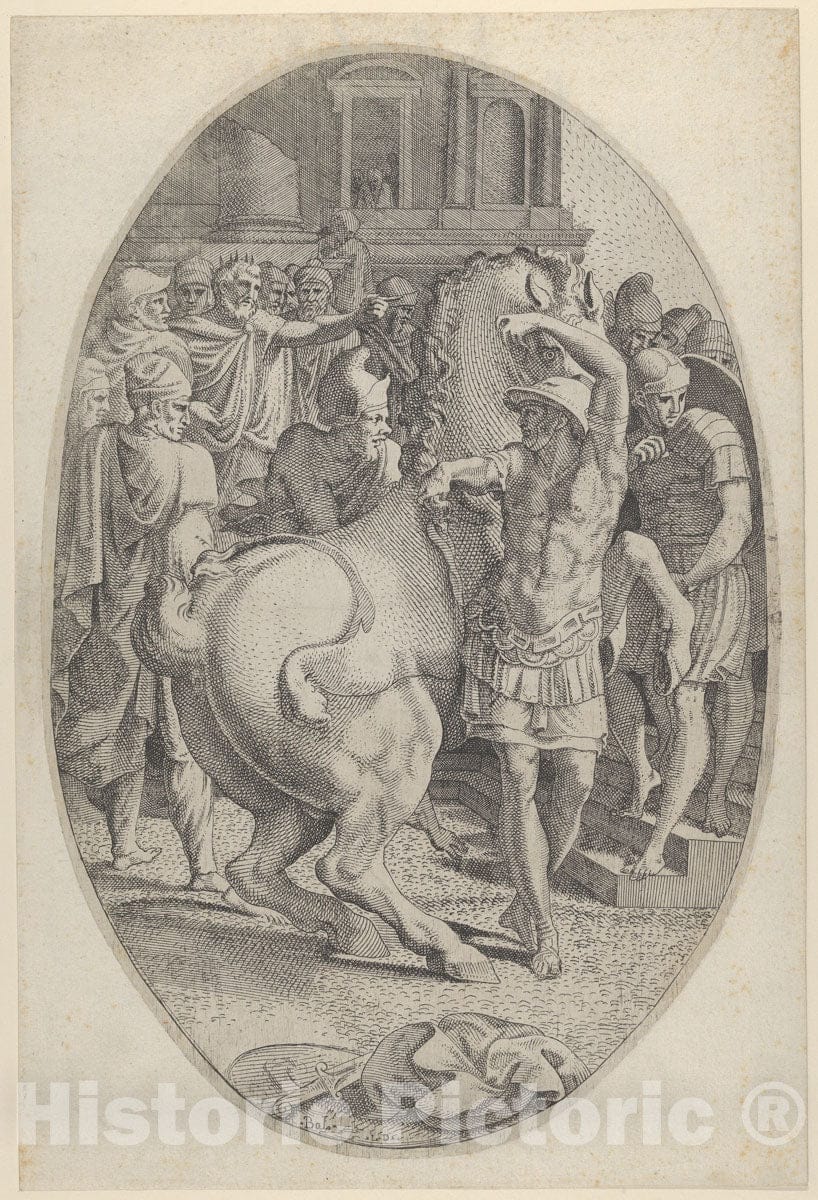 Art Print : Léon Davent - Alexander Mastering Bucephalus 2 : Vintage Wall Art