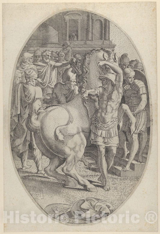 Art Print : Léon Davent - Alexander Mastering Bucephalus 2 : Vintage Wall Art