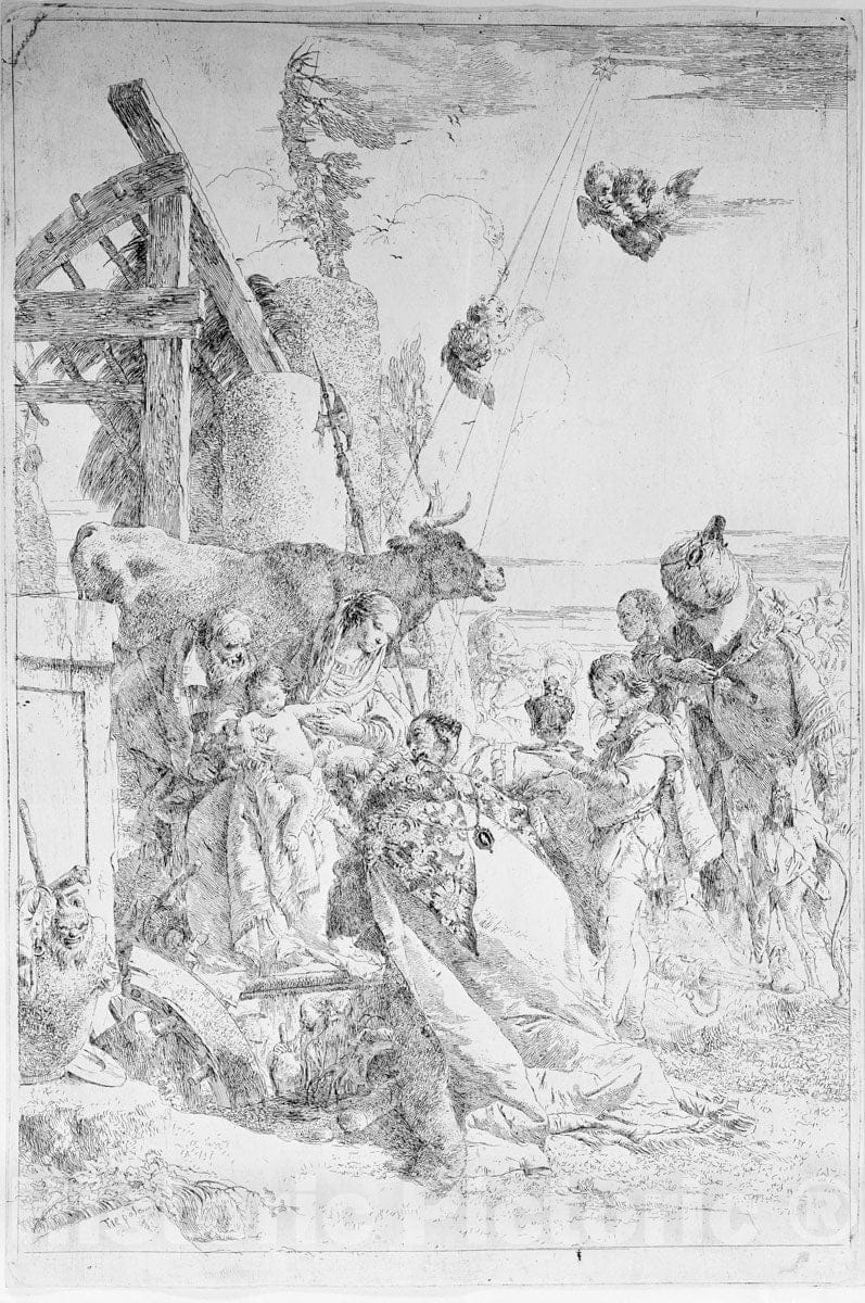 Art Print : Giovanni Battista Tiepolo - Adoration of The Magi v.2 : Vintage Wall Art
