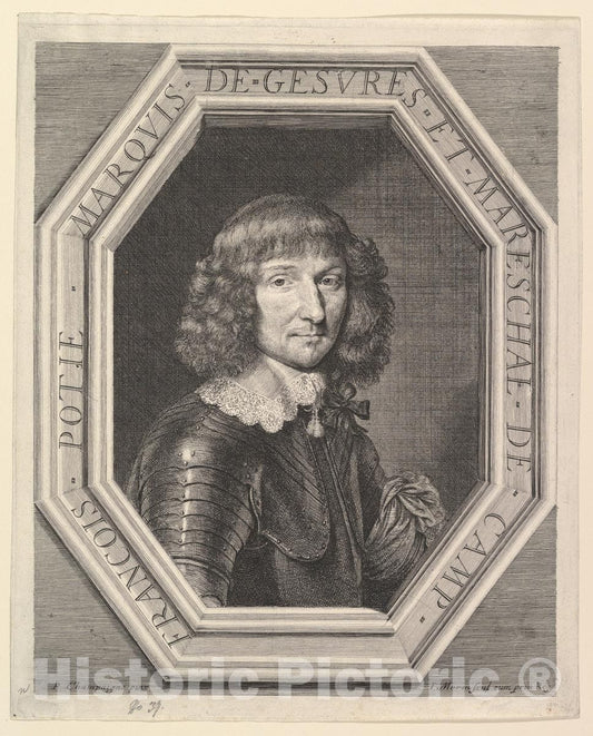 Art Print : Jean Morin - Francois Potier, Marquis de Gesvres, marechal de Camp : Vintage Wall Art