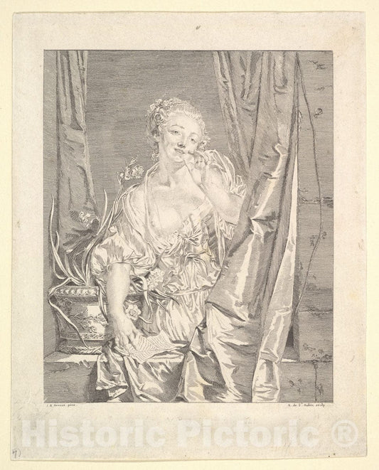 Art Print : Augustin de Saint-Aubin - Le Baiser Envoyé (Blowing a Kiss) : Vintage Wall Art