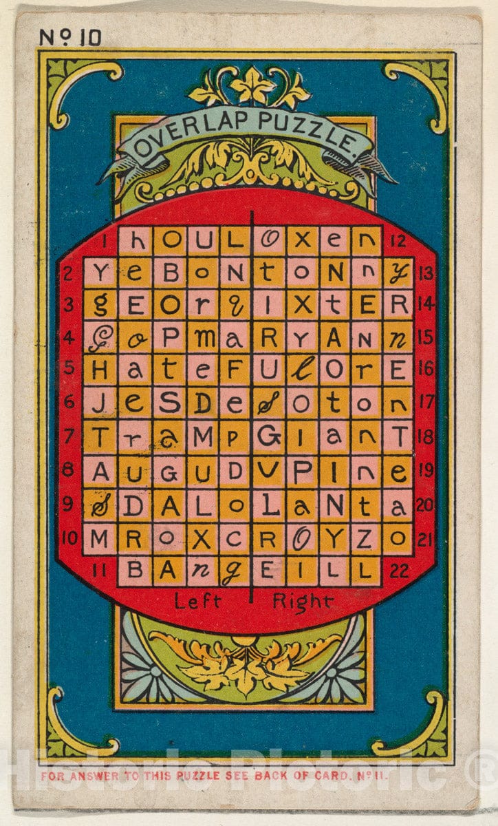 Art Print : Puzzle Card Number 10, The Overlap Puzzle, from the Jokes series - Artist: Armstrong & Co. - Created: c1890 : Vintage Wall Art
