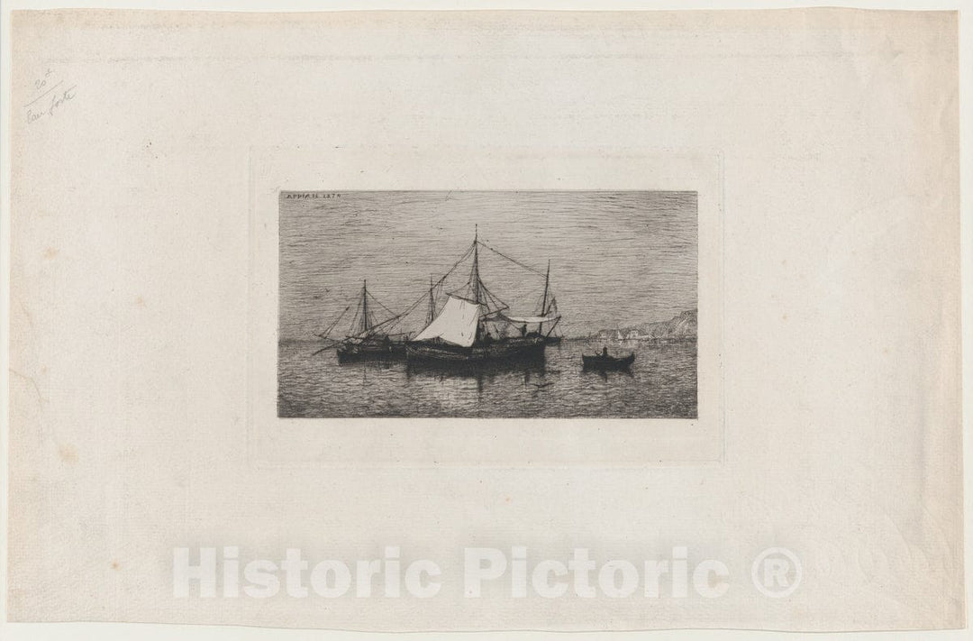Art Print : Adolphe Appian - Costal Navigation Boats (Coast of Italy) : Vintage Wall Art