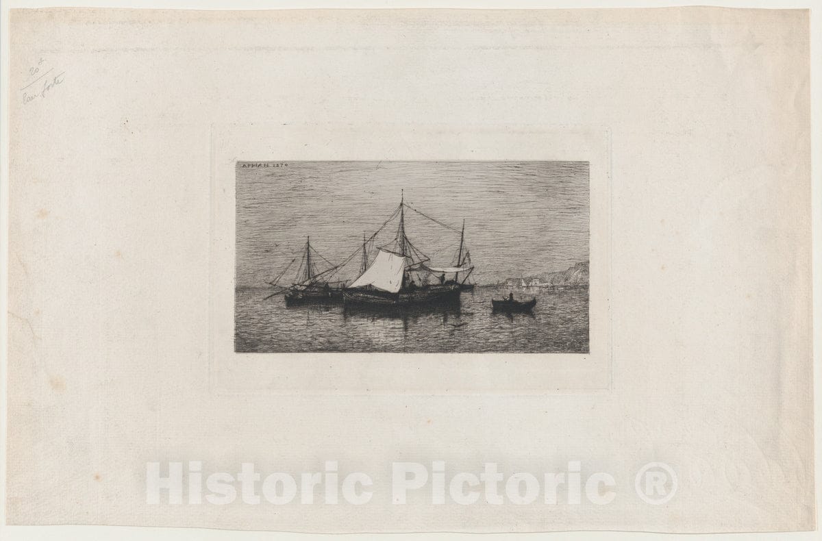 Art Print : Adolphe Appian - Costal Navigation Boats (Coast of Italy) : Vintage Wall Art