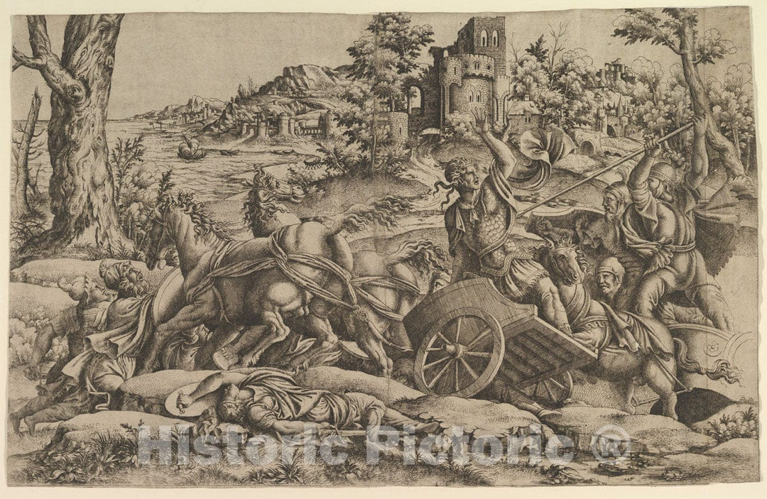 Art Print : Anonymous, French, School of Fontainebleau, 16th Century - Agamemnon Killing Odios : Vintage Wall Art