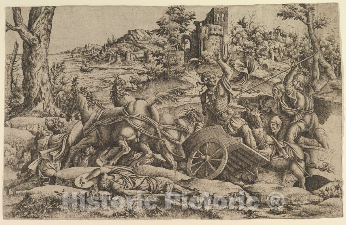 Art Print : Anonymous, French, School of Fontainebleau, 16th Century - Agamemnon Killing Odios : Vintage Wall Art