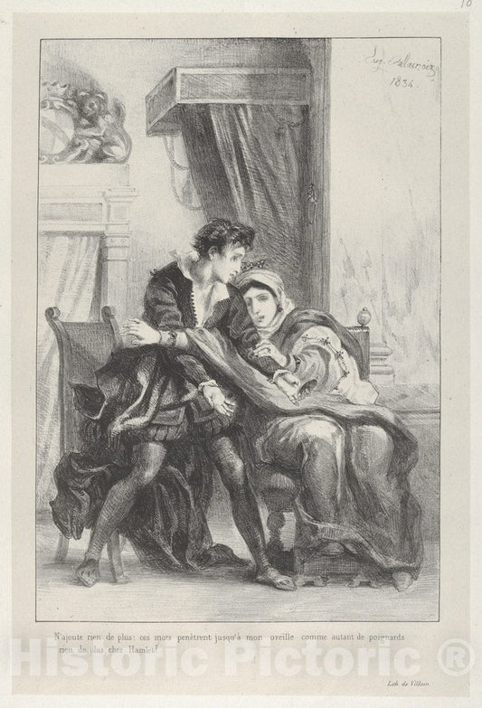 Art Print : Eugène Delacroix - Hamlet and The Queen : Vintage Wall Art
