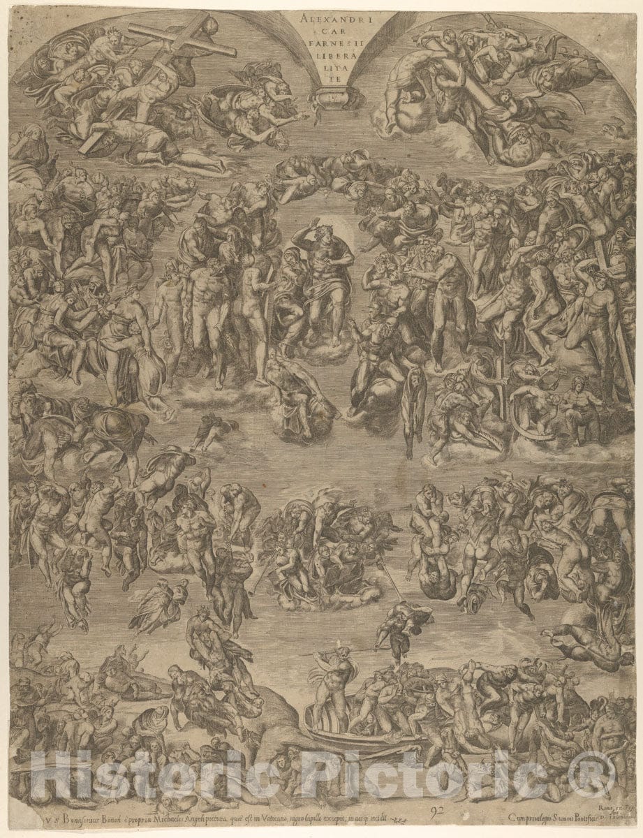 Art Print : Giulio Bonasone - The Last Judgment from The Sistine Chapel : Vintage Wall Art