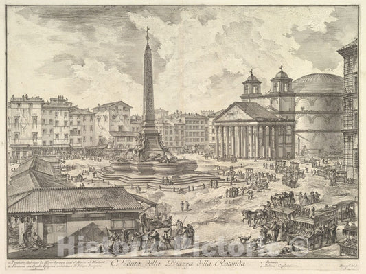 Art Print : Giovanni Battista Piranesi - The Piazza Della Rotonda, with The Pantheon and Obelisk (Veduta Della Piazza Della Rotonda) : Vintage Wall Art