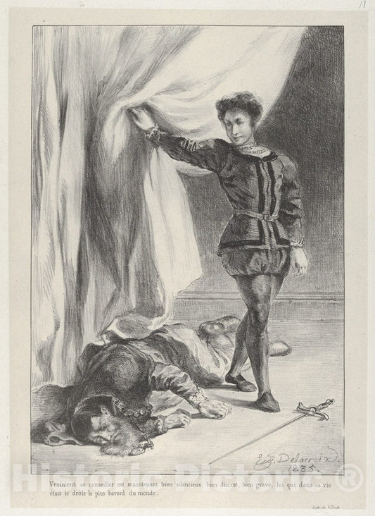 Art Print : Eugène Delacroix - Hamlet and The Corpse of Polonius : Vintage Wall Art