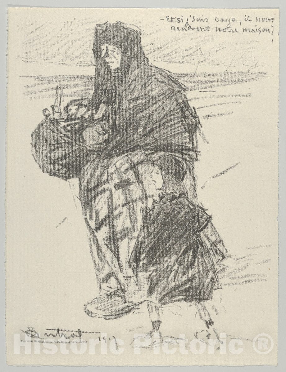 Art Print : Louis-Robert Antral - Si je Suis sage, from Les Evacués : Vintage Wall Art