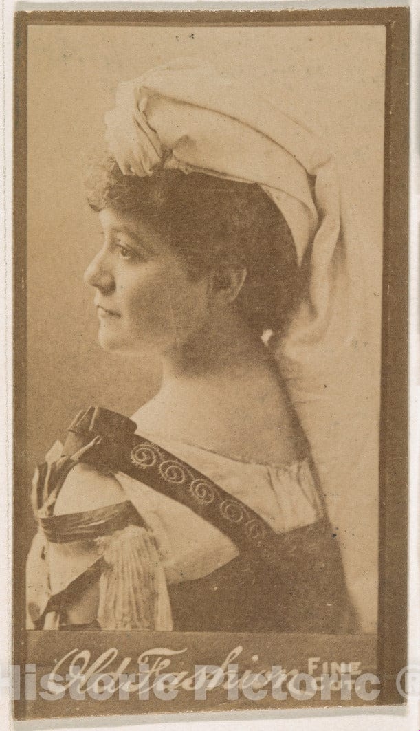 Photo Print : Portrait Wearing Cloth Turban, from The Actresses Series (N664) Promoting Old Fashion Fine Cut Tobacco : Vintage Wall Art