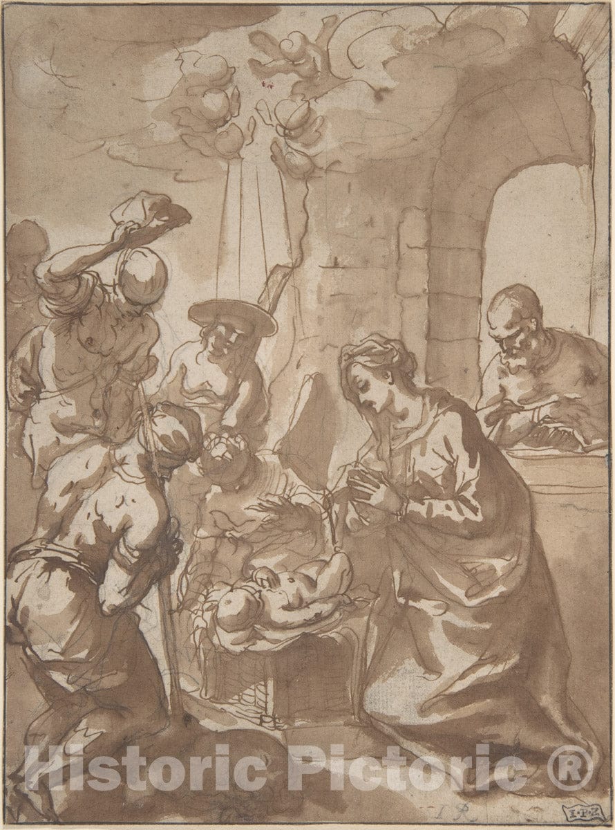 Art Print : Hans Rottenhammer, I - The Adoration of The Shepherds : Vintage Wall Art