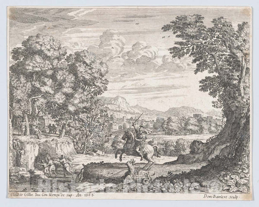 Art Print : Dominique Barrière - Bellerophon Vanquishing The Chimera : Vintage Wall Art